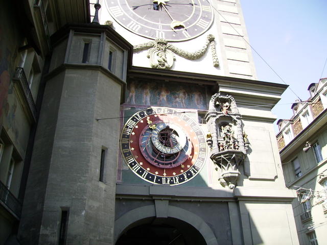 A close up of the astronomical clock thing